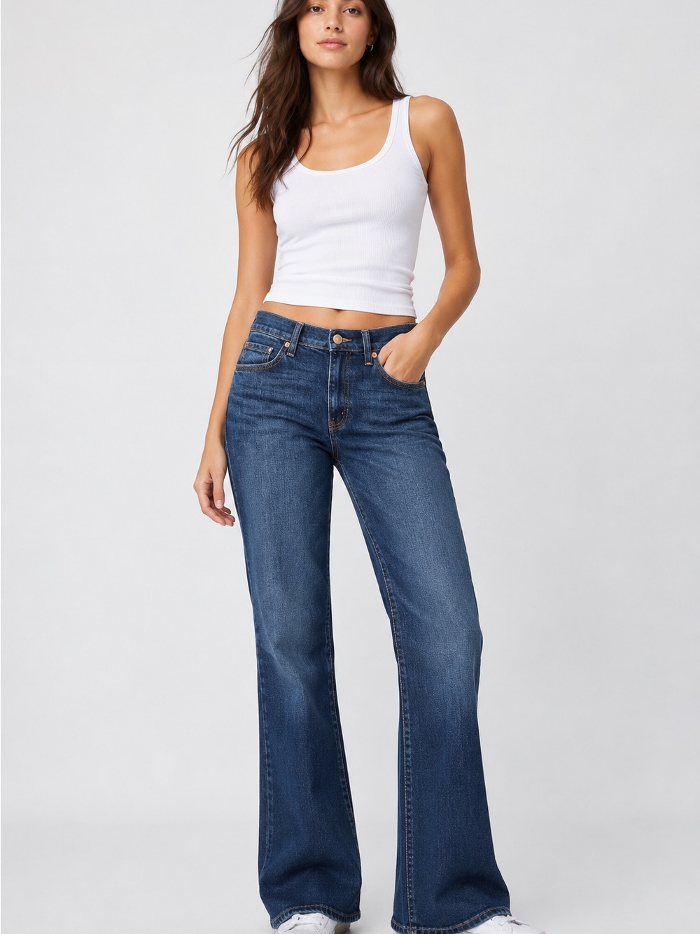 GAP ’90s Loose Flare Mid Rise Jeans Dark Wash 28 6R